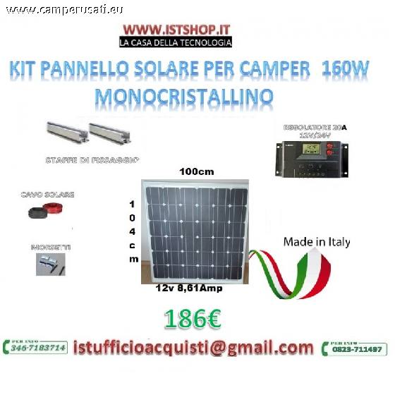 camper Fotovoltaico Moduli  160w monocristallino