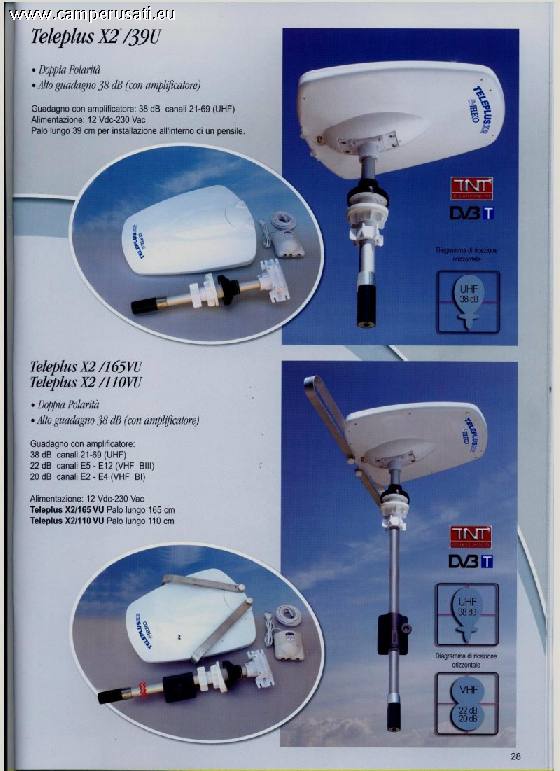 camper Antenne TV  direttiva teleco x2 camper barca 38 db