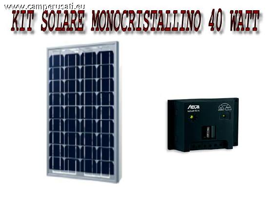 camper Fotovoltaico Moduli  Kit pannello solare 40 watt + regolatore 6.6 a